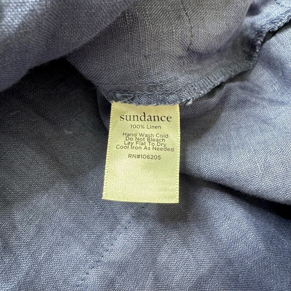 SUNDANCE Periwinkle Pleated Bodice Hem 100% Linen Shift Dress Size Small Purple - Picture 7 of 9